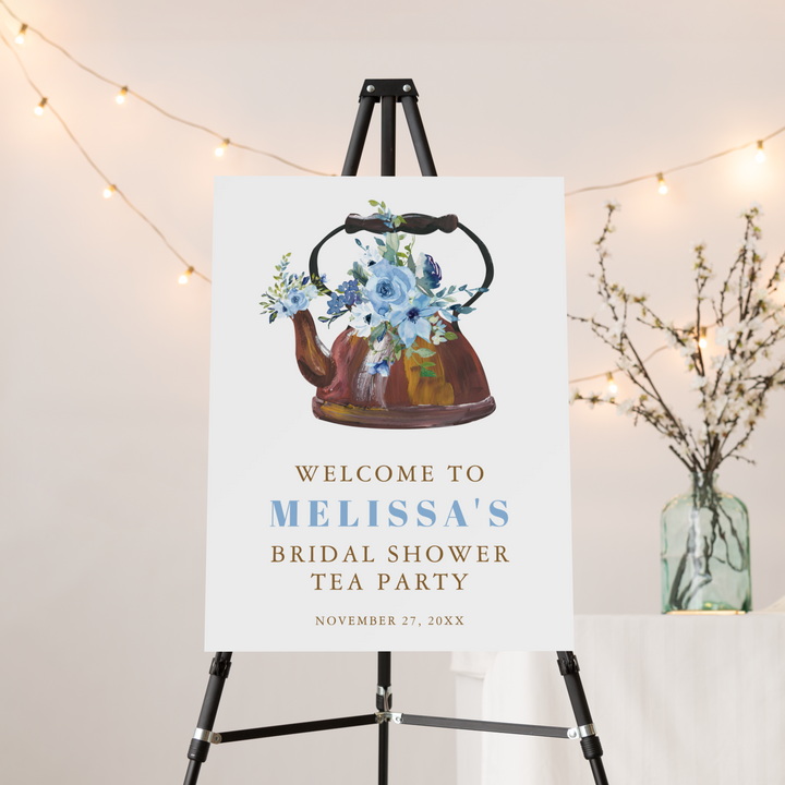 DUSTY BLUE TEA PARTY Bridal Shower Welcome Sign