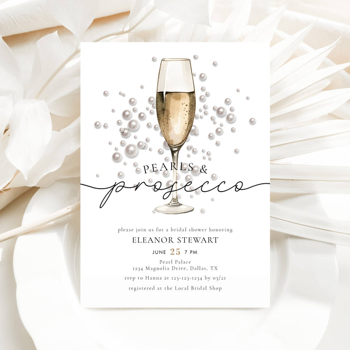 PEARLS & PROSECCO Bridal Shower Invitations