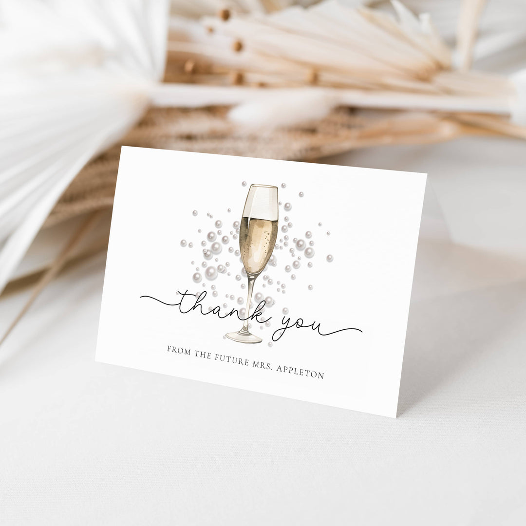 PEARLS & PROSECCO Bridal Shower Thank You Card