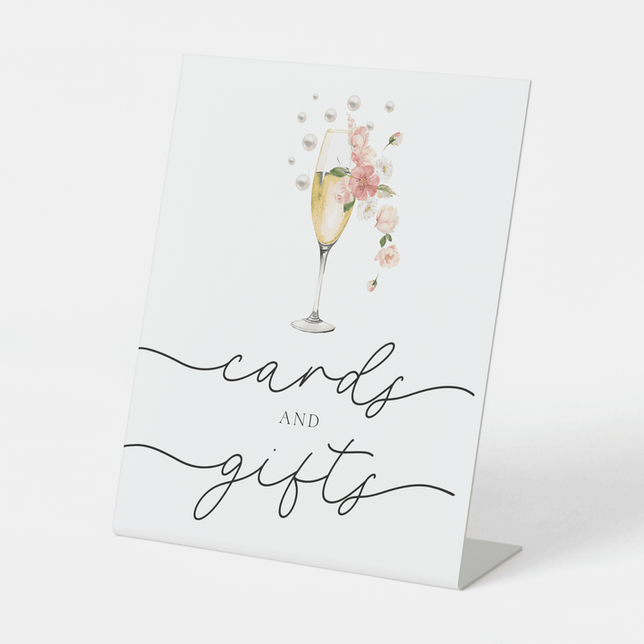 FLORAL PEARLS & PROSECCO Cards & Gifts Sign
