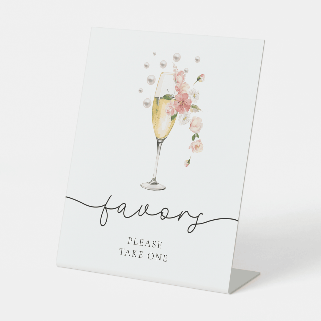 FLORAL PEARLS & PROSECCO Favors Sign