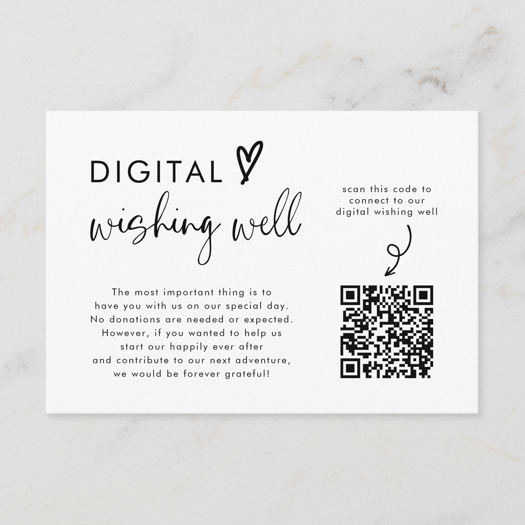 BOHO HEART Wedding Digital Wishing Well Enclosure Card