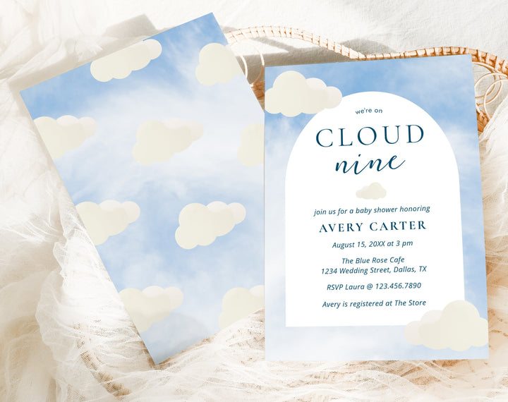 WE'RE ON CLOUD 9 Baby Shower Invitation