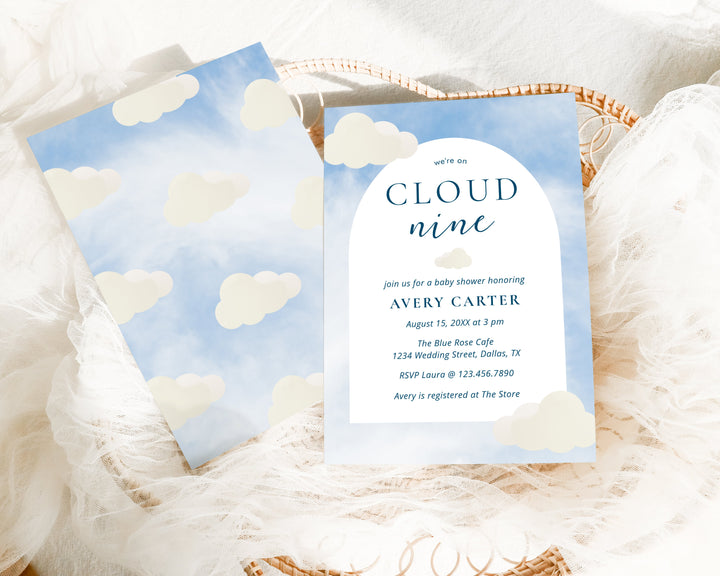 WE'RE ON CLOUD 9 Baby Shower Invitation
