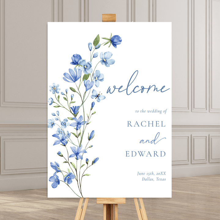 DUSTY BLUE WILDFLOWER Wedding Welcome Sign