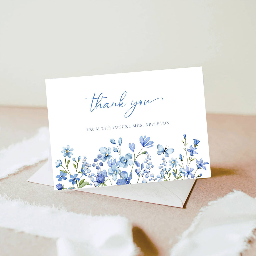 DUSTY BLUE WILDFLOWER Thank You Cards