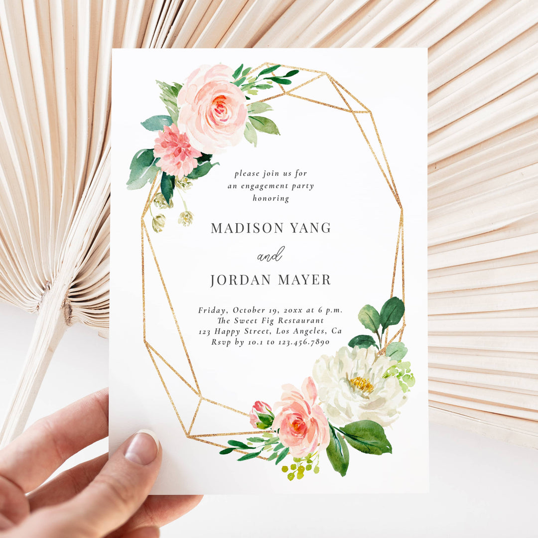 BLUSH PINK FLORAL Engagement Party Invitation