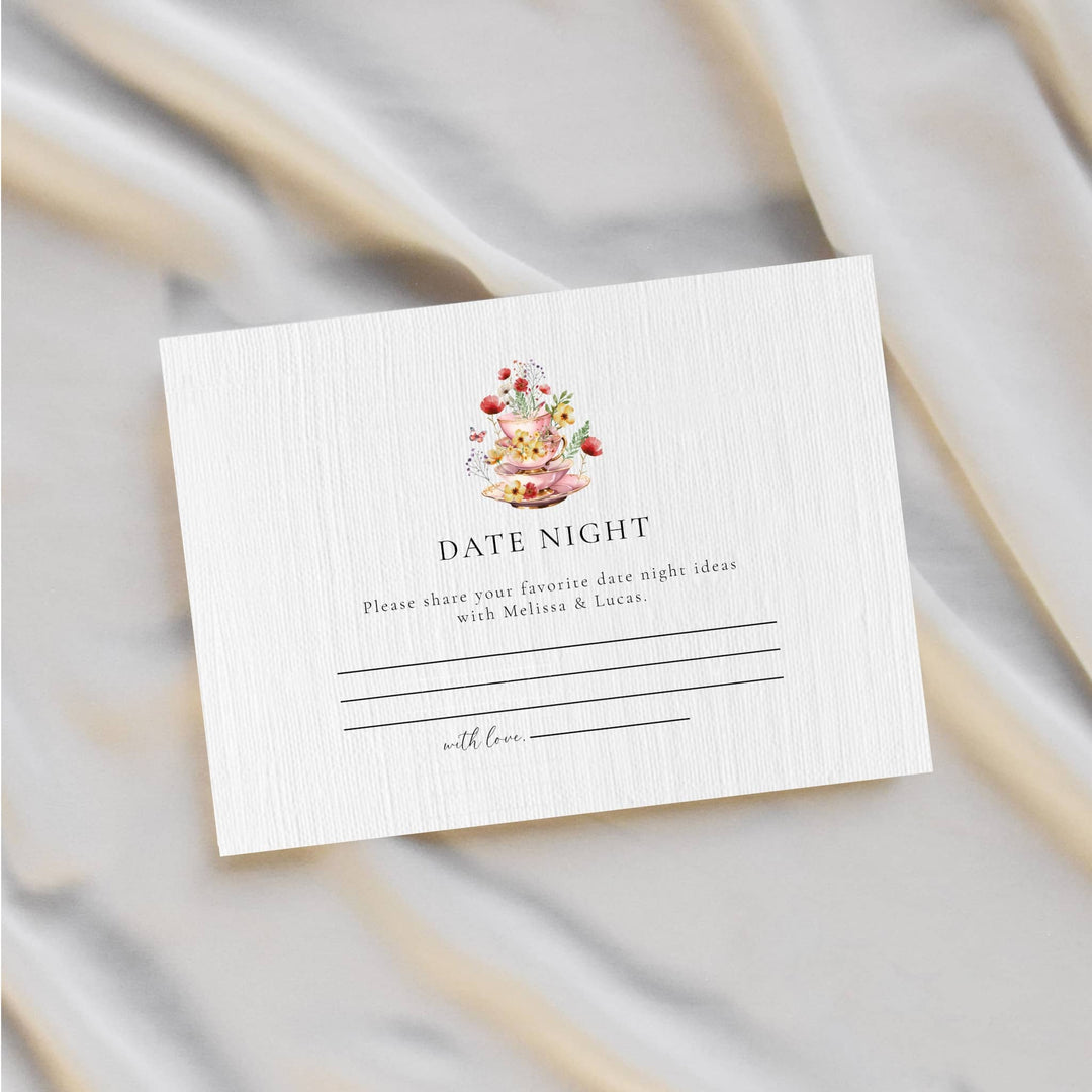 TIME FOR TEA Bridal Shower Date Night Cards