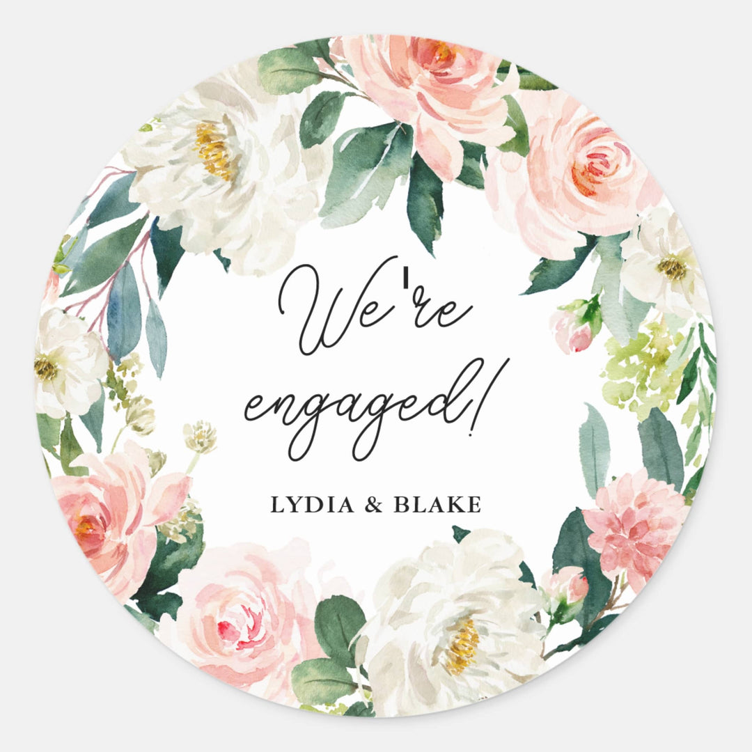 Blush Blooms Engagement Party Stickers