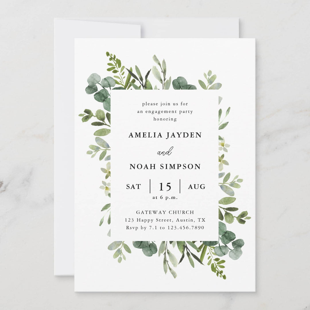 GREENERY Engagement Party Invitation