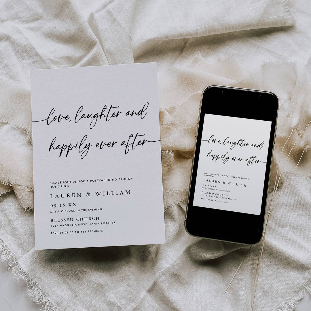 BOHO Love Laughter & Happily Ever After Wedding Invitation