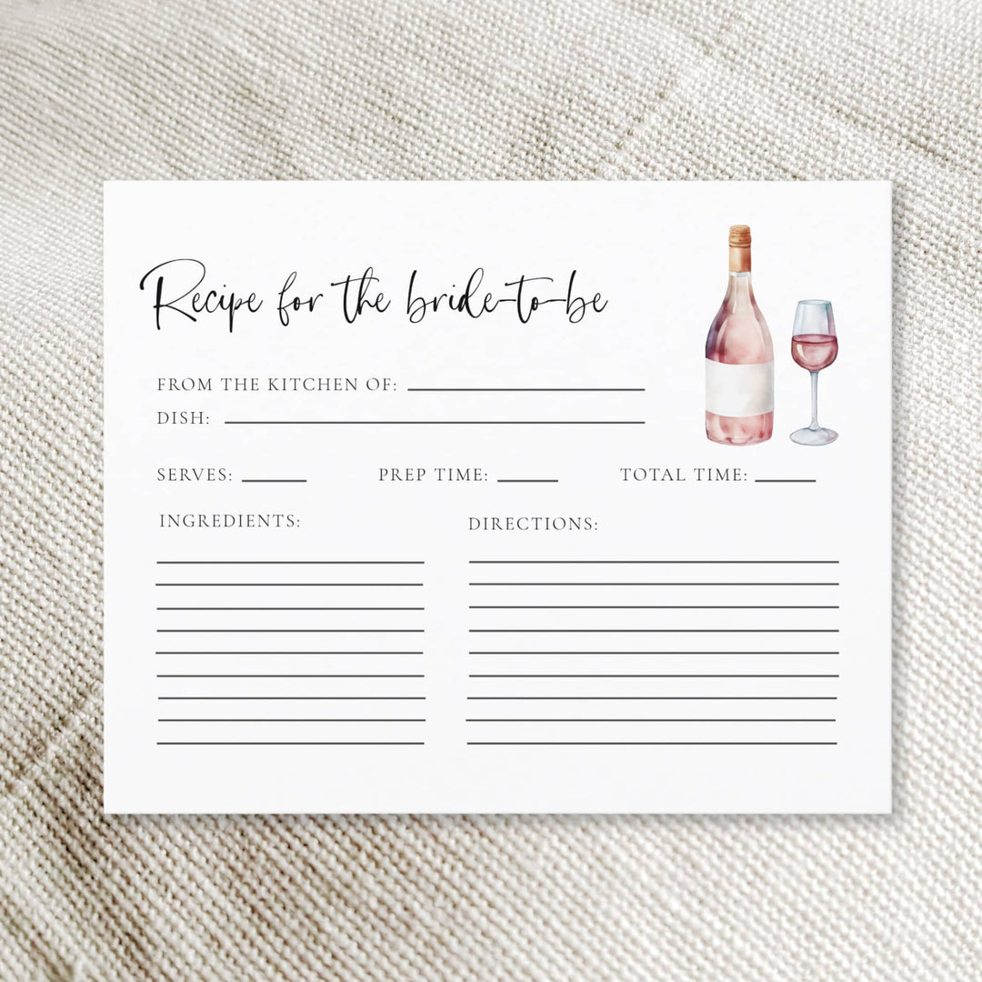 VINO BEFORE VOWS Bridal Shower Recipe Cards