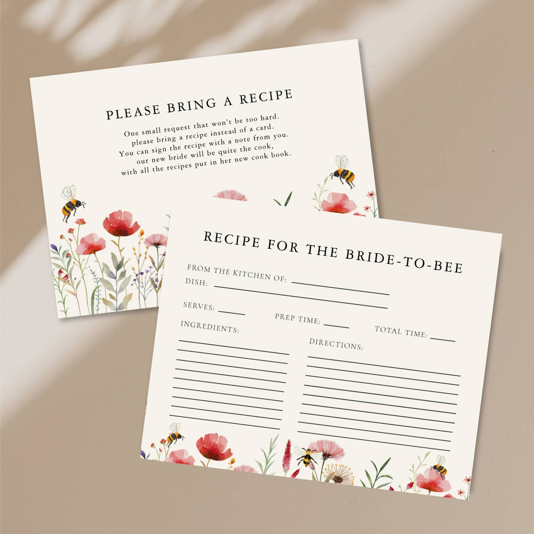 MEANT TO BEE Bridal Shower Recipe Cards