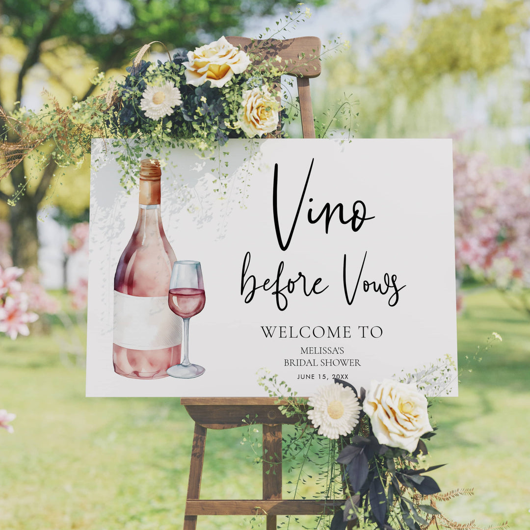 VINO BEFORE VOWS Bridal Shower Welcome Sign