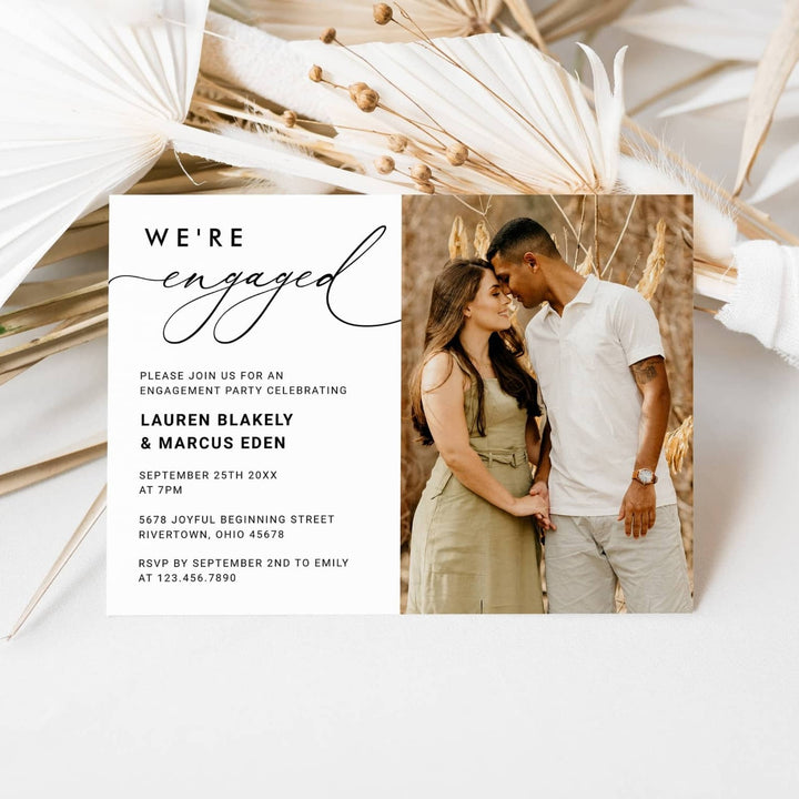 WE'RE ENGAGED PHOTO Engagement Party Invitation