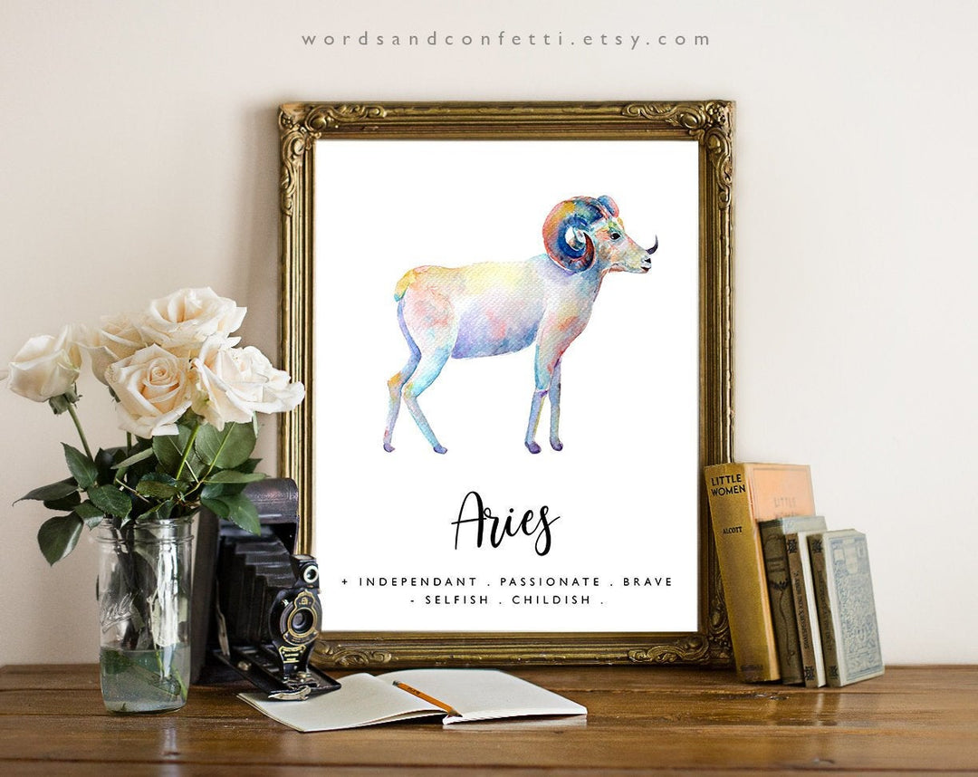Aries Gifts, Zodiac Sign Print, Astrology Gifts, Poster, Art Print, Aries Zodiac Print, Astrology Print, Astrological Sign, Aries Star Sign