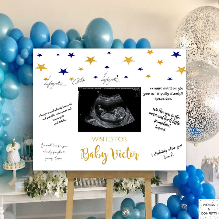 blue-and-gold-baby-shower-decorations-guest-book-sign