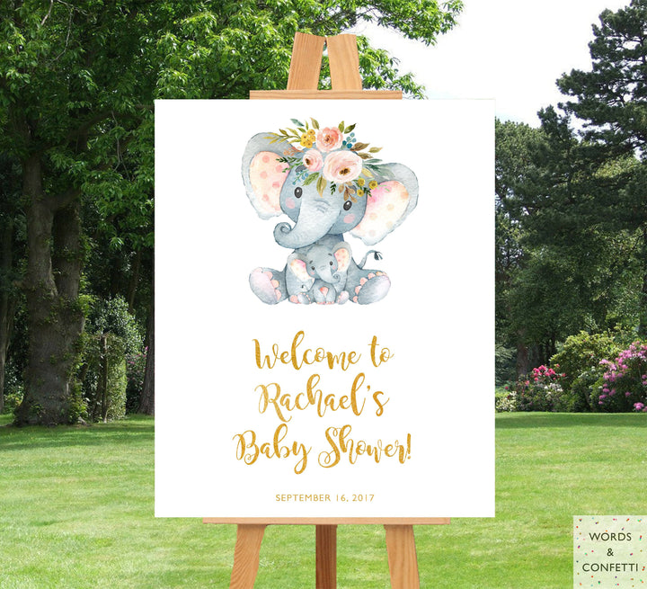 elephant-baby-shower-decorations-welcome-board-words-and-confetti