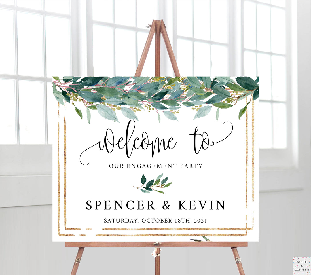 engagement-party-ideas-greenery-words-and-confetti
