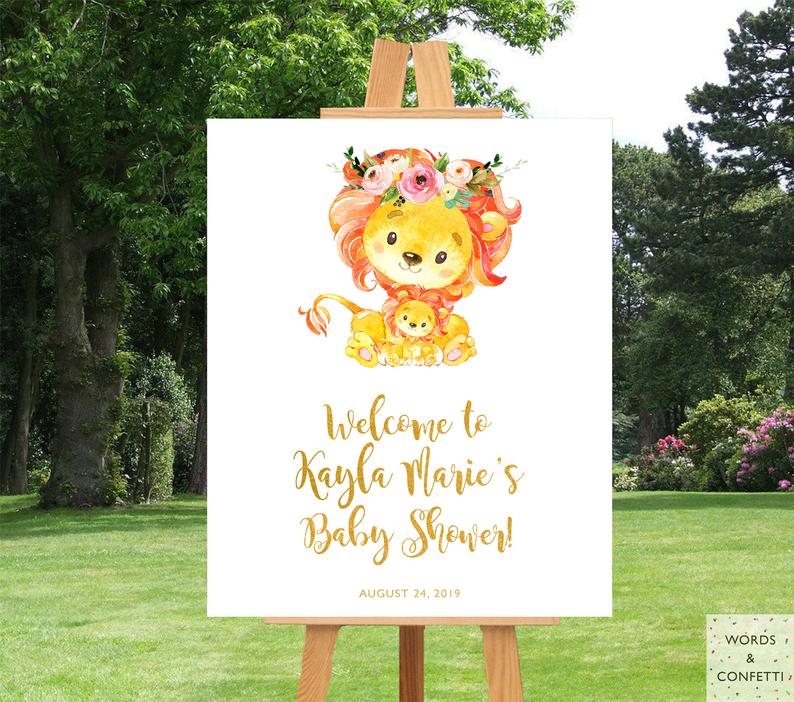 lion-baby-shower-decorations-welcome-words-confetti