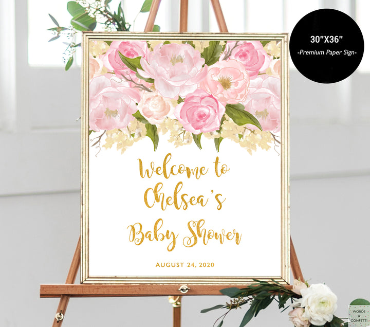 pink-and-gold-baby-shower-decorations-words-and-confetti