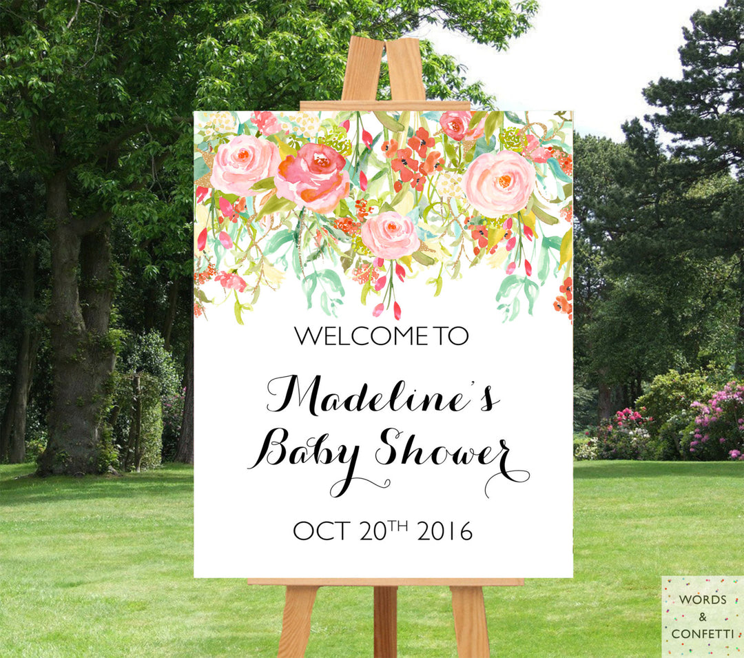 Blush Coral Baby Shower Welcome Sign