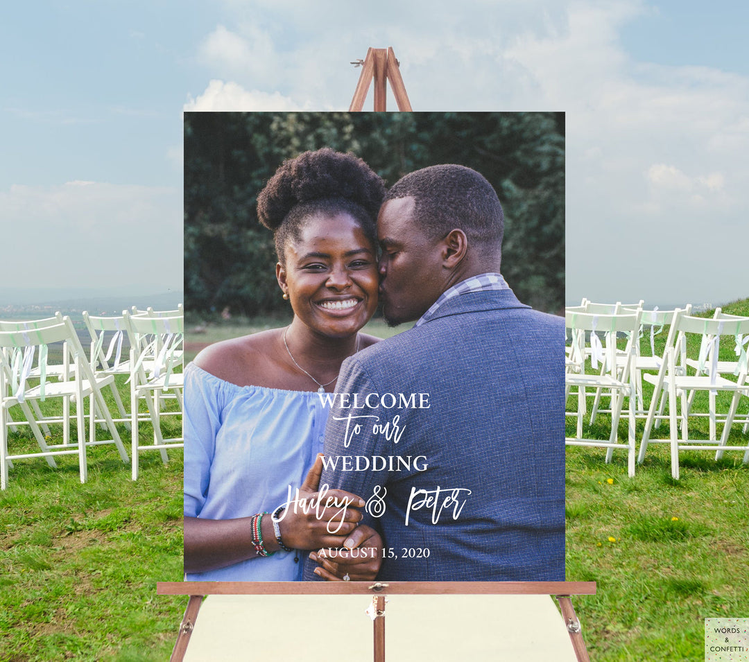 wedding-welcome-sign-with-photo-wordsandconfetti