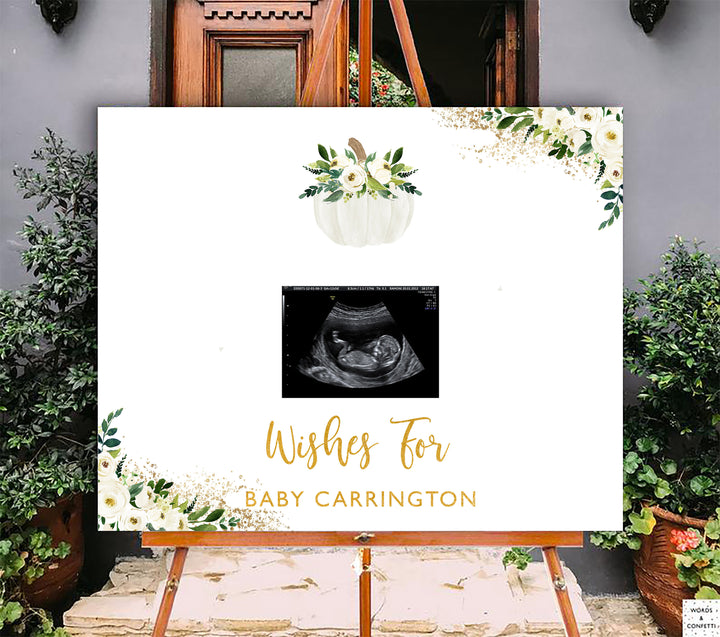 white-and-gold-pumpkin-baby-shower-decorations-wordsandconfetti